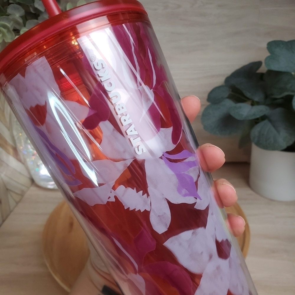 Starbucks Pink Floral Twist Cold Cup 24 oz Venti Limited Edition - Picture 7 of 9